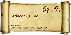 Szádeczky Ida névjegykártya